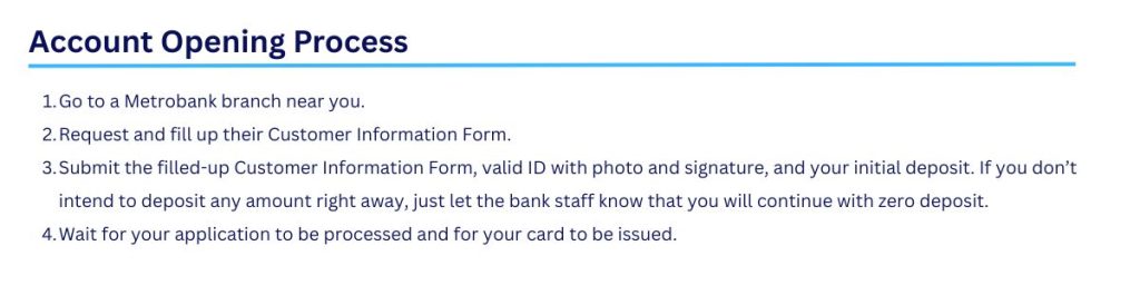 MetroBank OFW Savings Account opening process
