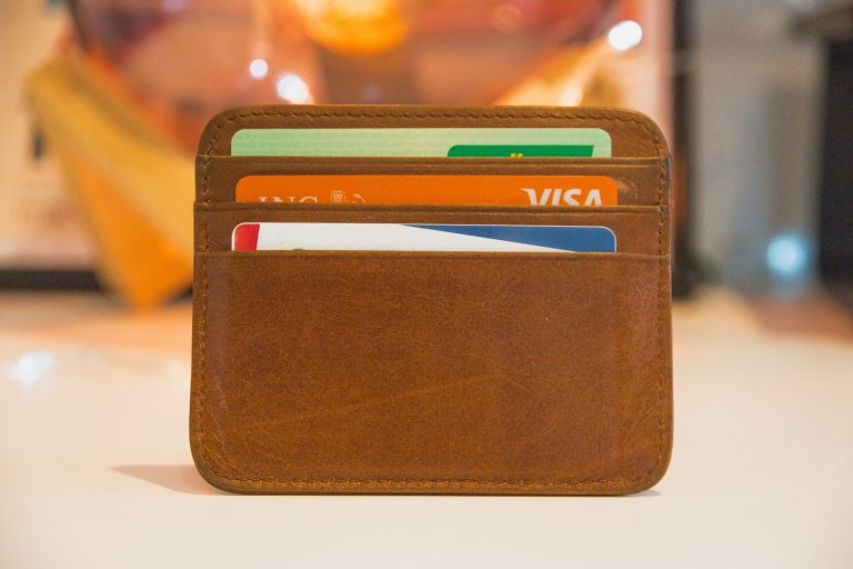 Wallet showing credit cards
