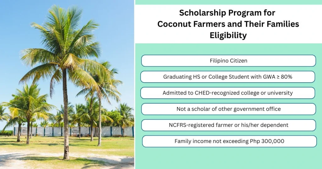 Scholarship Program for Coconut Farmers and their Families (CoScho) Eligibility