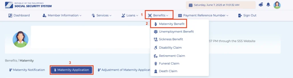Maternity benefit application process