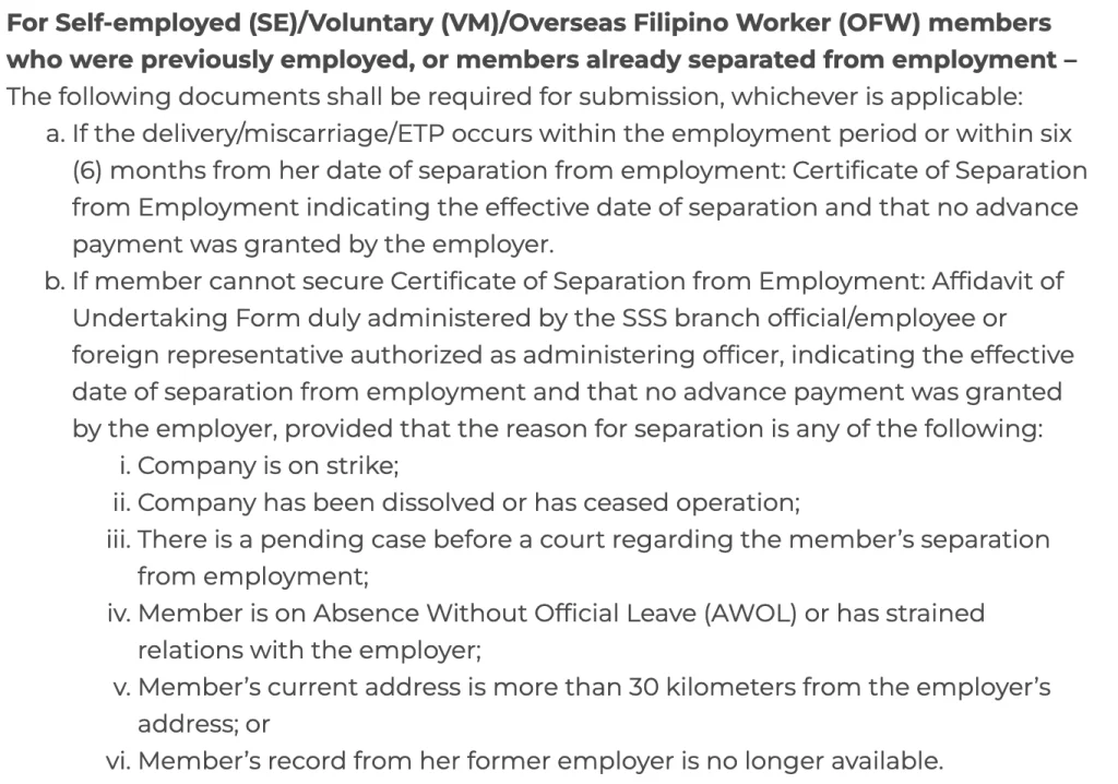 Additional requirements for previously employed