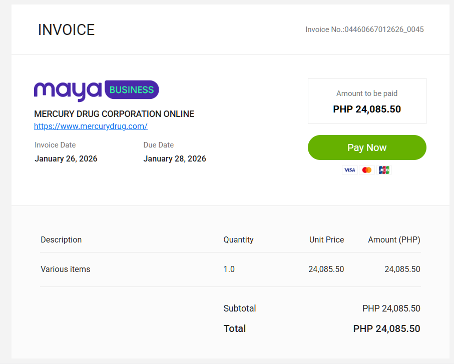 Order Online Payment Link