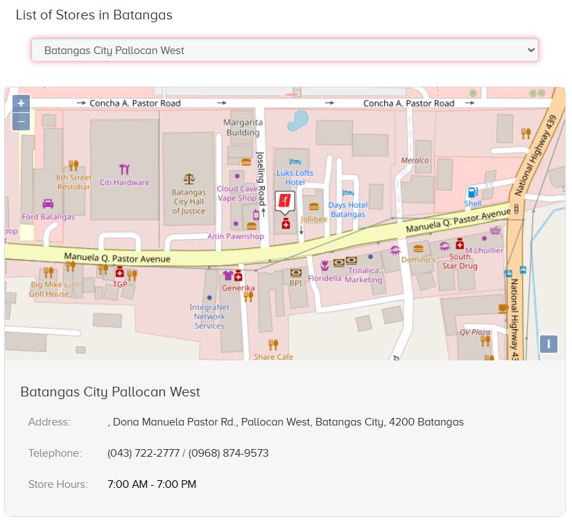 Mercury Drug store locator results